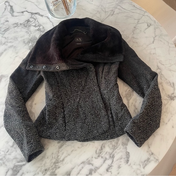 NEW Wool Chanel-like Pea Coat Faux Fur - Picture 6 of 16